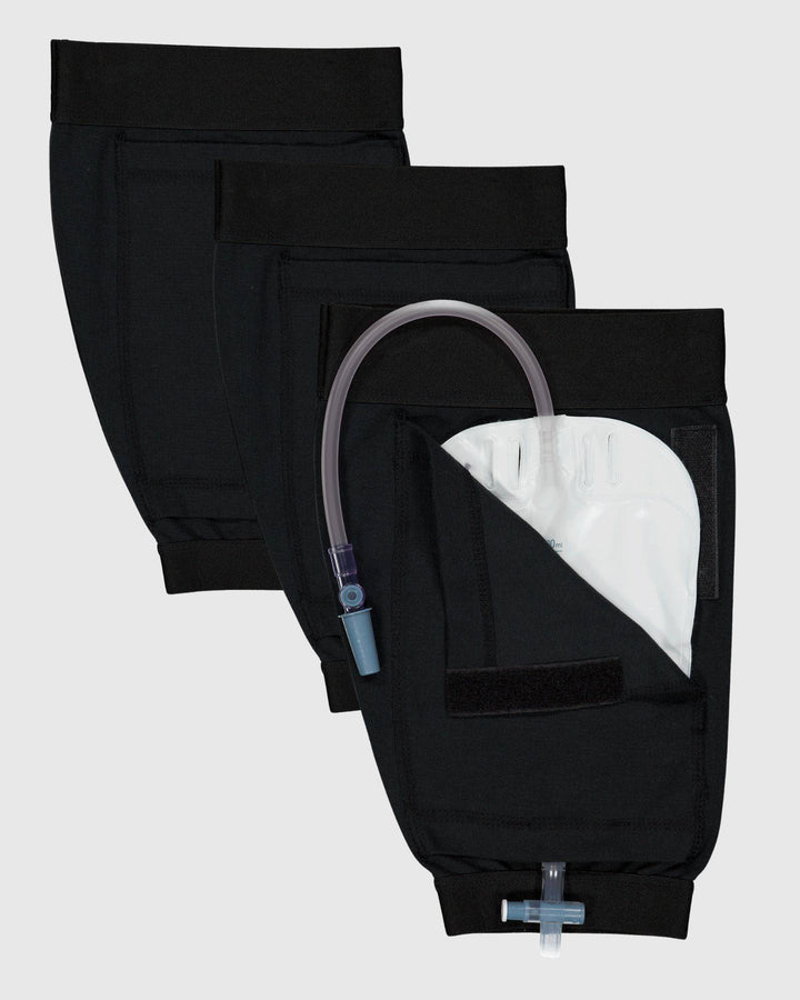 Christina Stephens adaptive catheter bag leg cover for wheelchair users, soft fabric and adjustable fit for comfort and discreet use.