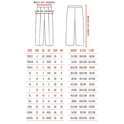 Size Guide - The Side Fastening Chino Shorts - The Shapes United.