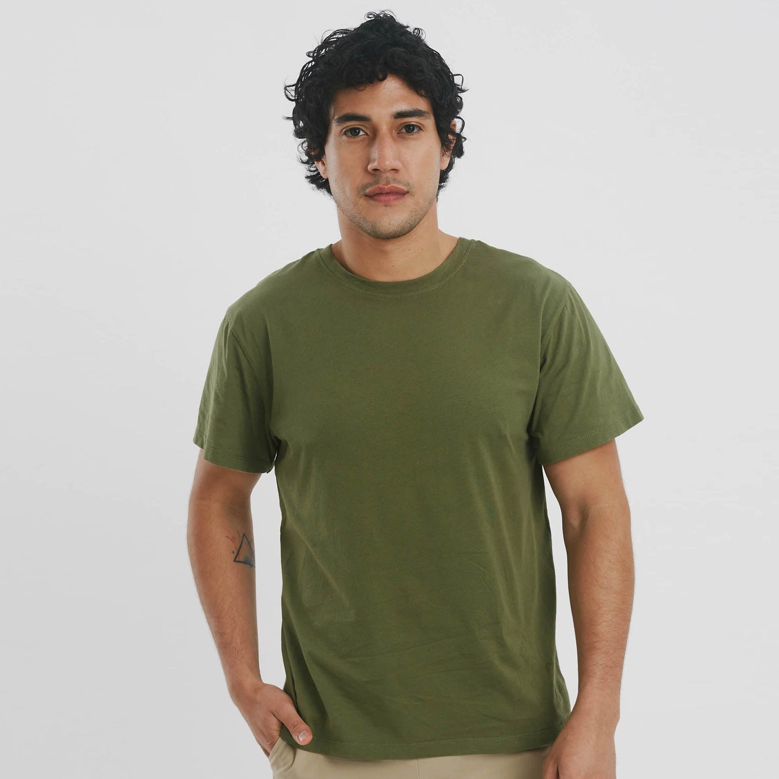 Men's side fastening T-shirt by The Shapes United, featuring a modern design and casual fit, made from comfortable fabric.