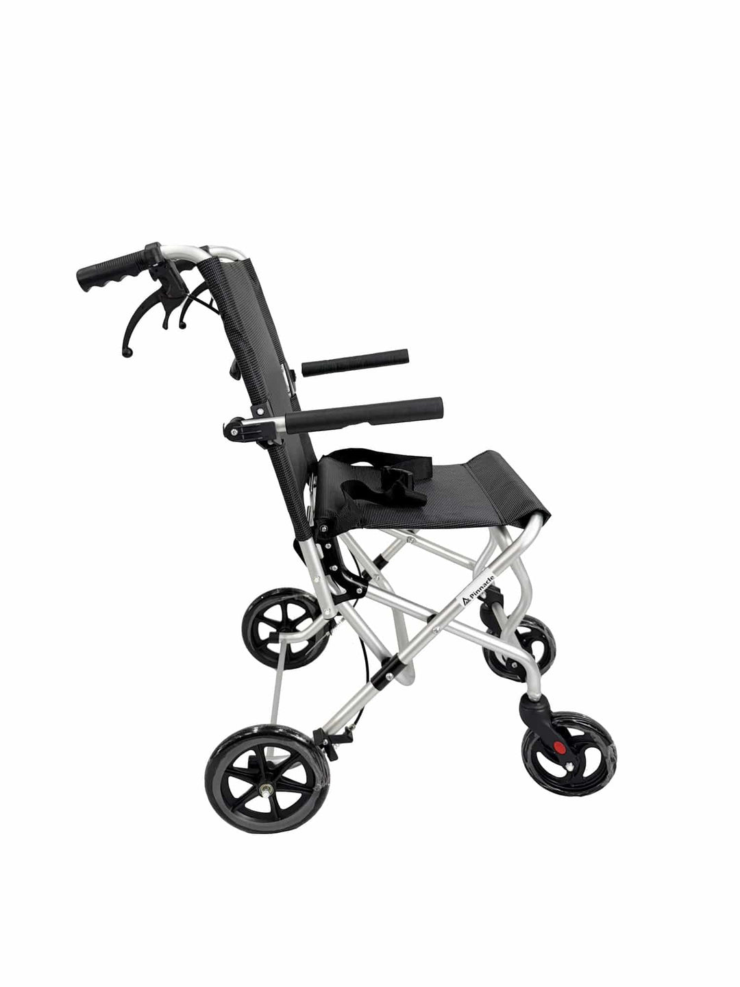 Pinnacle Aero wheelchair in black, showcasing its sleek design and sturdy wheels for enhanced mobility and comfort.