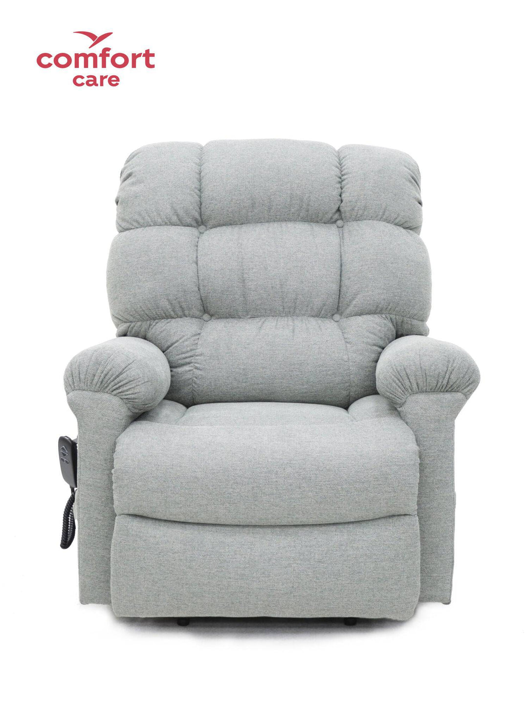 Pinnacle Comfort Care Cloud 2 motor power lift recliner in soft fabric with plush cushioning and a supportive backrest.