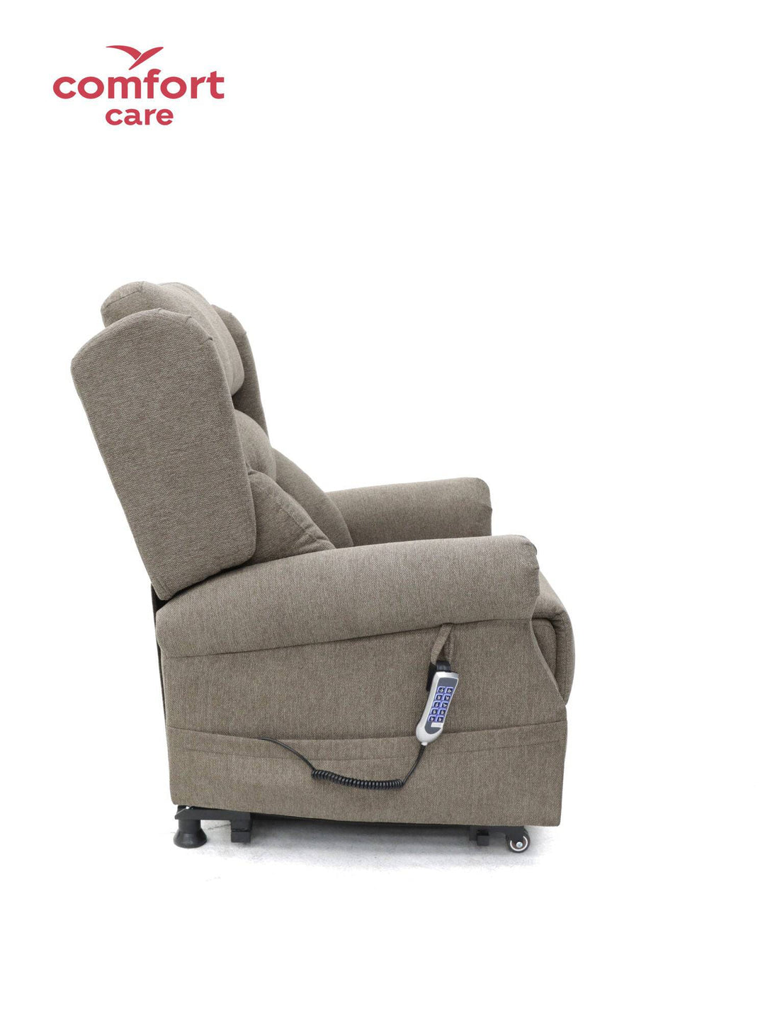 Pinnacle Comfort Care One 5 Motor Power Lift Recliner in a cozy living room setting, showcasing its adjustable features.