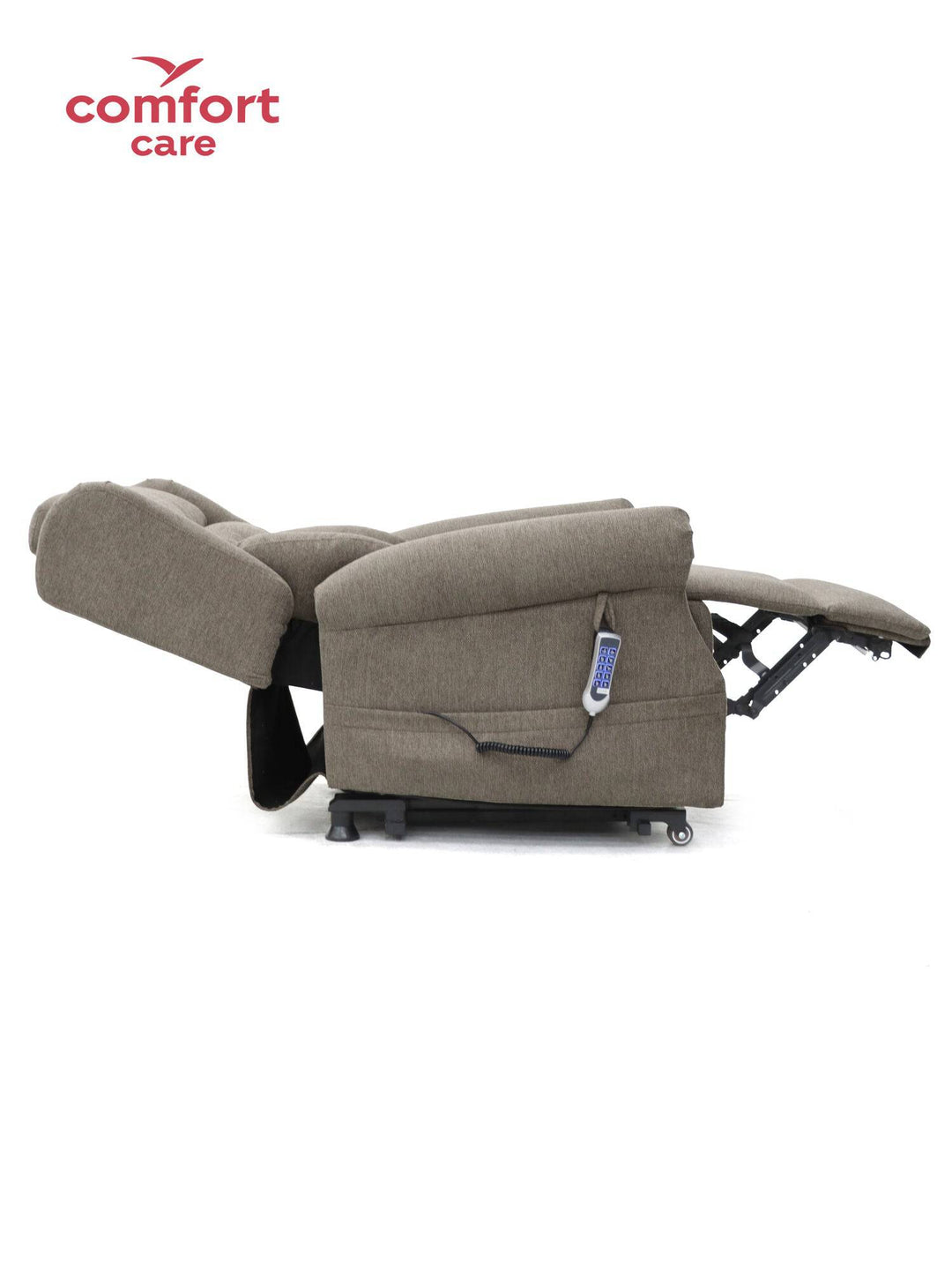 Pinnacle Comfort Care One power lift recliner with five motors, featuring plush upholstery and a modern design.