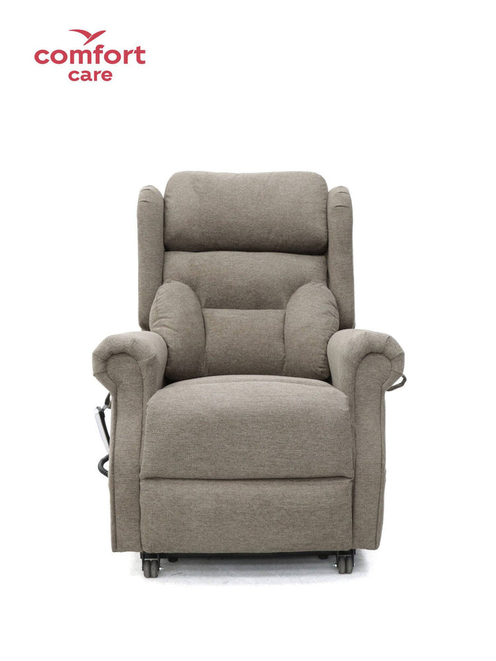 Pinnacle Comfort Care One 5 motor power lift recliner showcasing plush upholstery and adjustable reclining positions.
