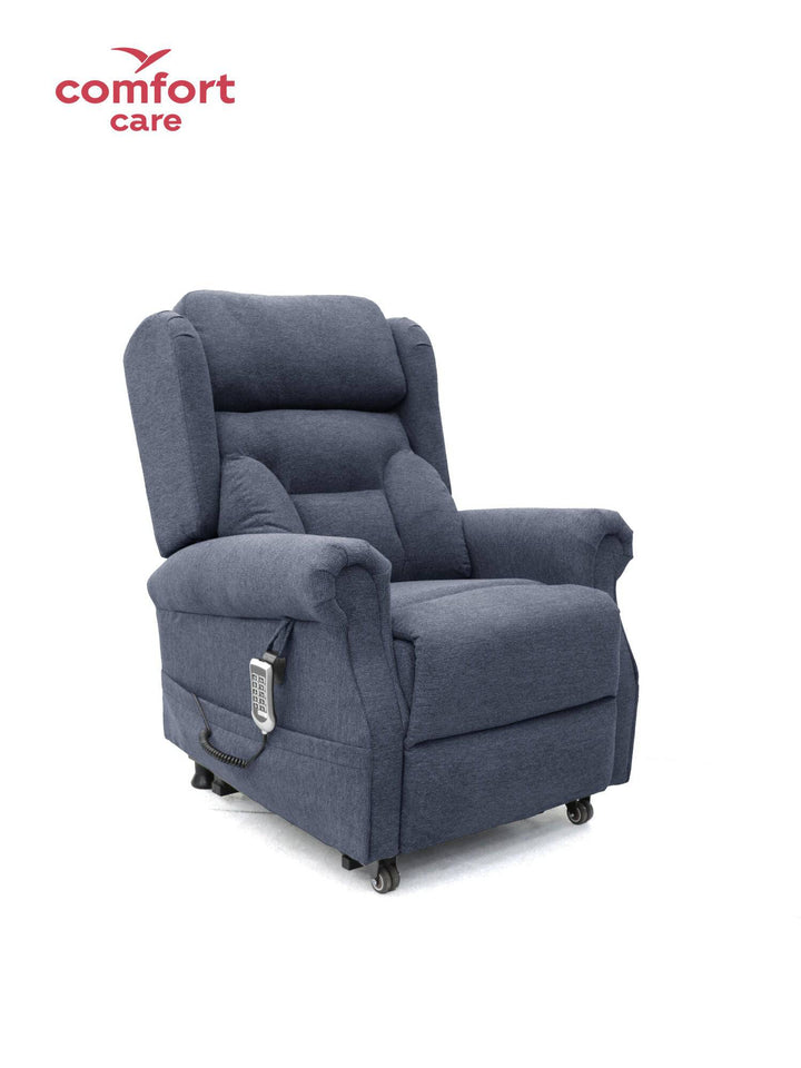Pinnacle Comfort Care One 5 Motor Power Lift Recliner in a cozy living room setting with plush upholstery and adjustable recline.