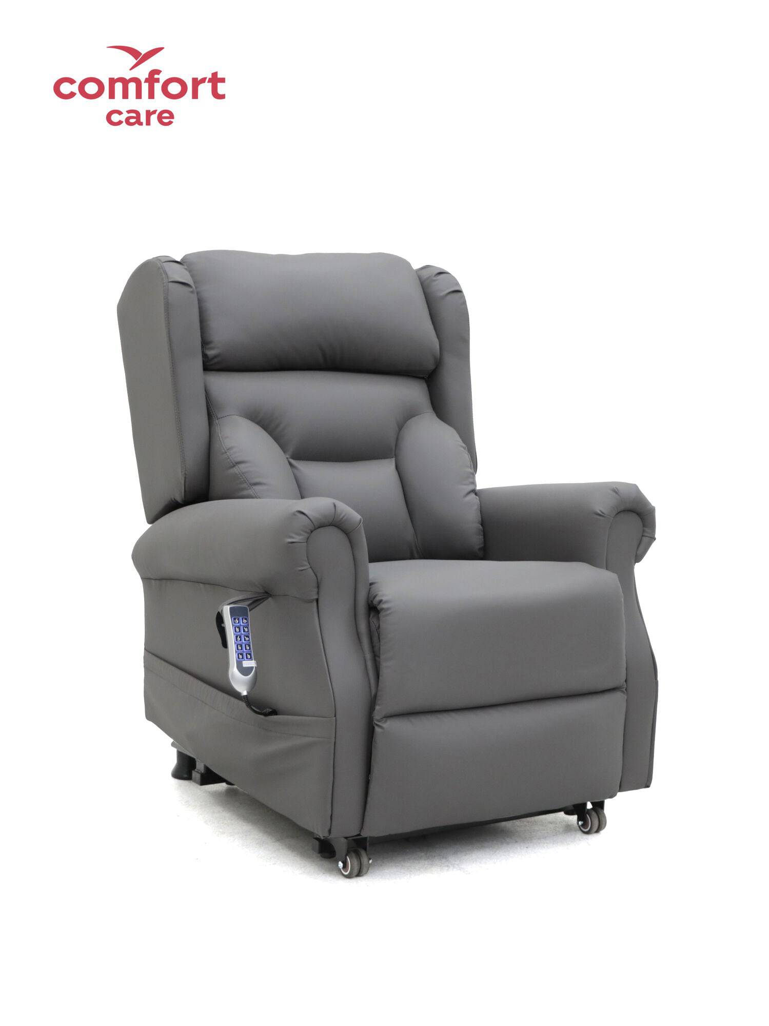 Pinnacle Comfort Care One 5 Motor Power Lift Recliner in a cozy living room setting with plush upholstery and adjustable features.