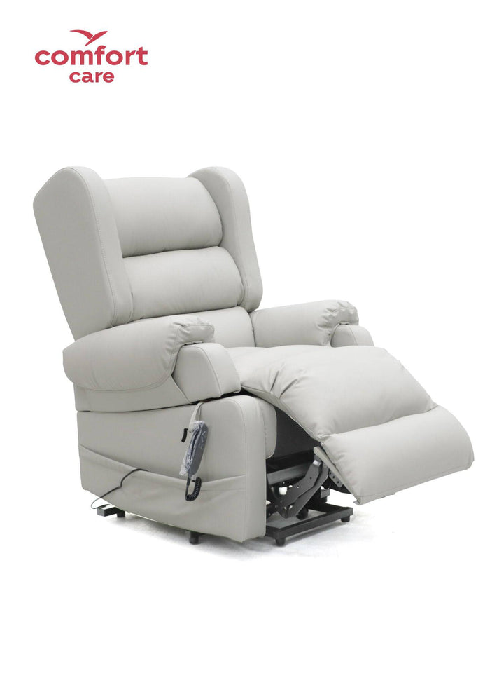Pinnacle Comfort Care Viva 2 Motor Power Lift Recliner in a cozy living room setting with plush upholstery and lift mechanism.