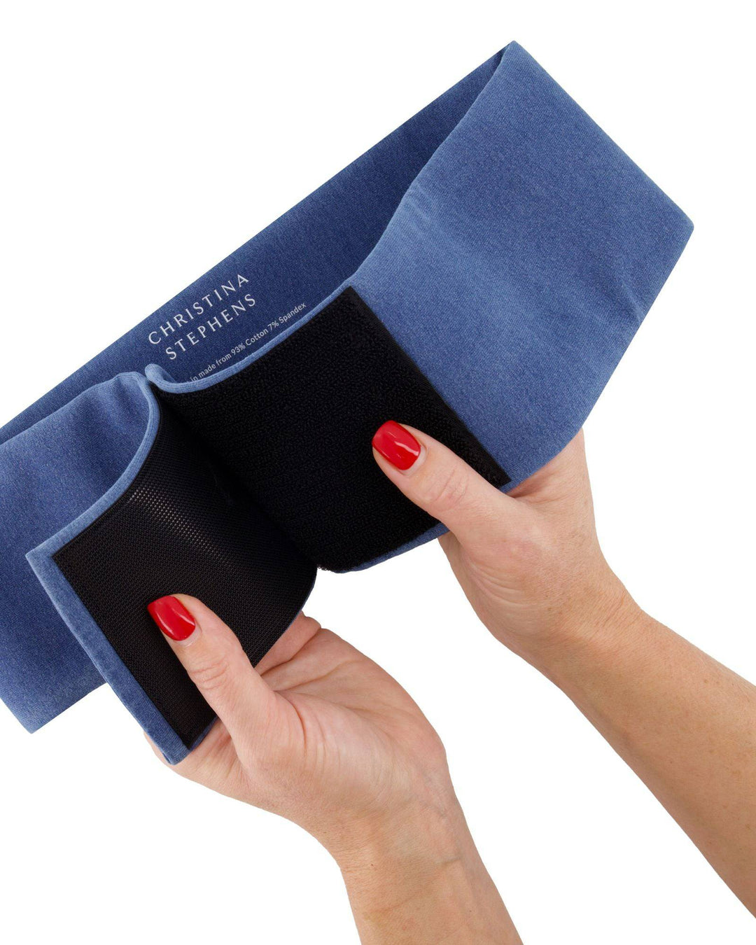 Christina Stephens adaptive wheelchair leg straps accessory for wheelchair users, adjustable straps with padding for added comfort.