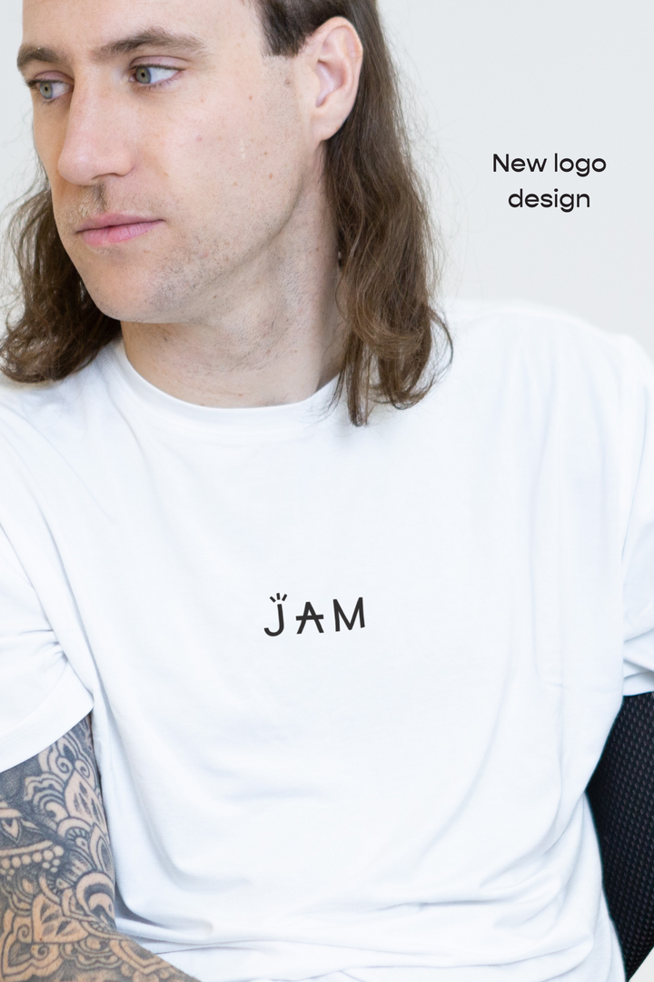 JAM the Label crew tee in soft fabric with short sleeves and a relaxed fit, displayed on a neutral background.