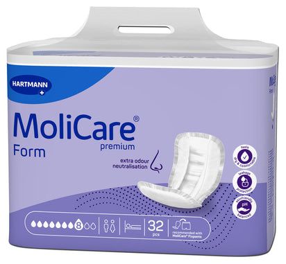 MoliCare Premium Form continence product in packaging, showcasing absorbent design for maximum comfort and protection.
