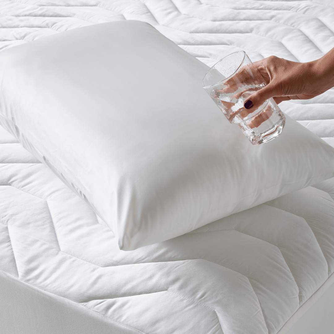 Staydry Duratherme waterproof Manchester pillow by Stay Dry Products, featuring a soft fabric cover and waterproof design.