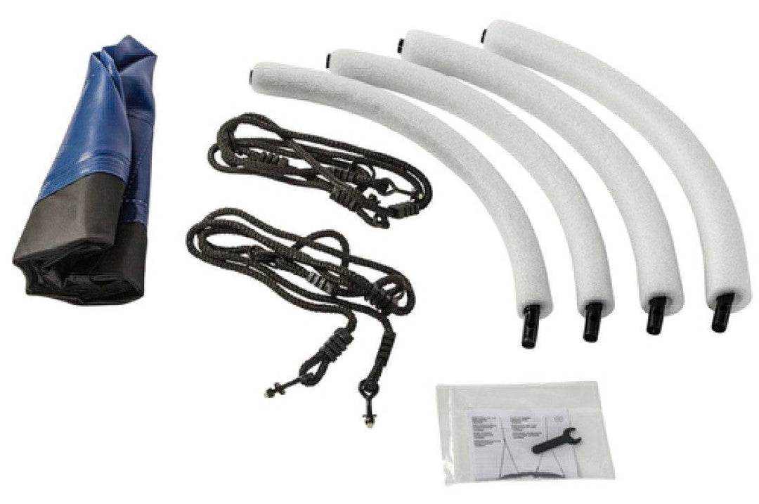 Nest Swing 'SWIBEE' in black and blue with adjustable ropes, designed for sensory play and relaxation.