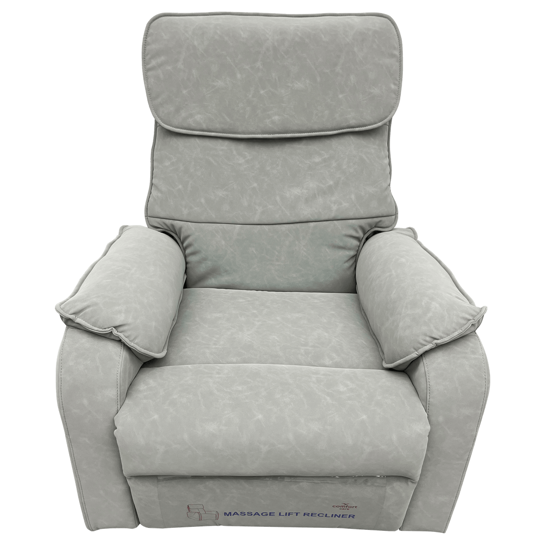 Pinnacle ComfortCare Zen massage lift recliner in plush fabric with padded armrests and adjustable backrest.