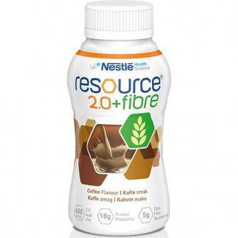 Nestlé Resource 2.0 Fibre Coffee nutrition drink in 200mL packaging, featuring CH2 branding and fiber-rich formula.