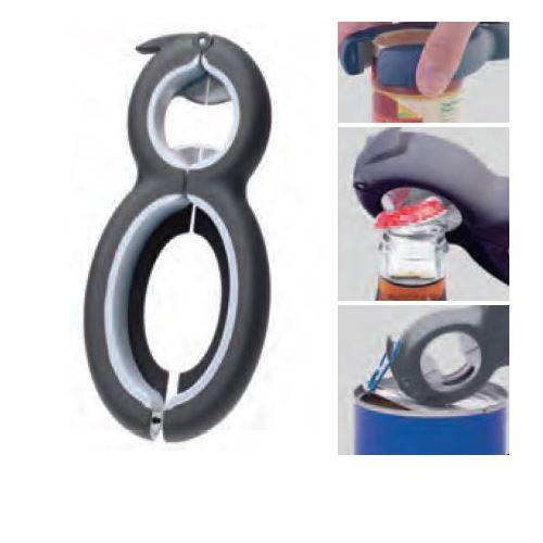 Performance Health 6-in-1 multi opener accessory with various tools for opening bottles, jars, and cans.