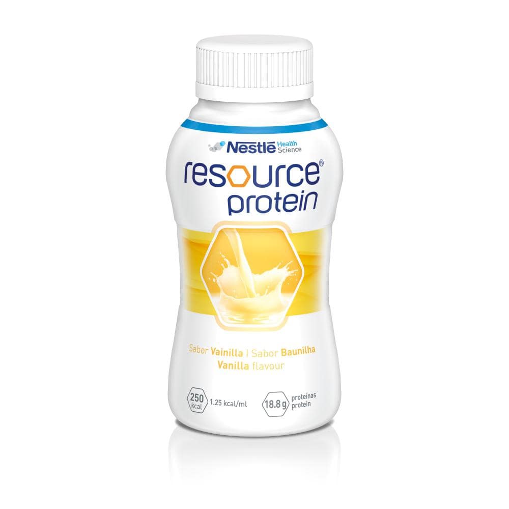 Nestlé Resource Protein Vanilla nutrition drink in 200mL packaging, featuring CH2 branding and nutritional information.