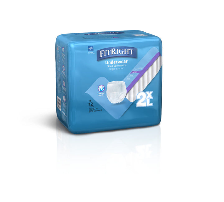 Medline Protection Plus Super Underwear in size 2XL, featuring absorbent material for continence support.