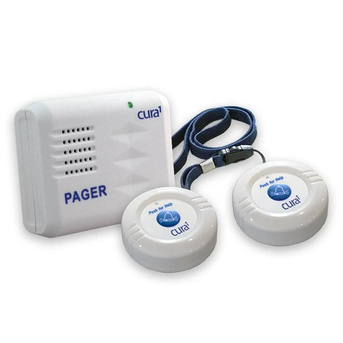 Performance Health Cura1 Wireless Call Buttons with Caregiver Pager, accessory set for patient communication and alerts.