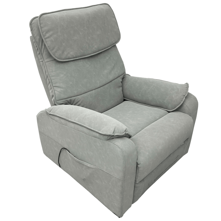 Pinnacle ComfortCare Zen massage lift recliner in plush fabric with padded armrests and built-in massage features for relaxation.