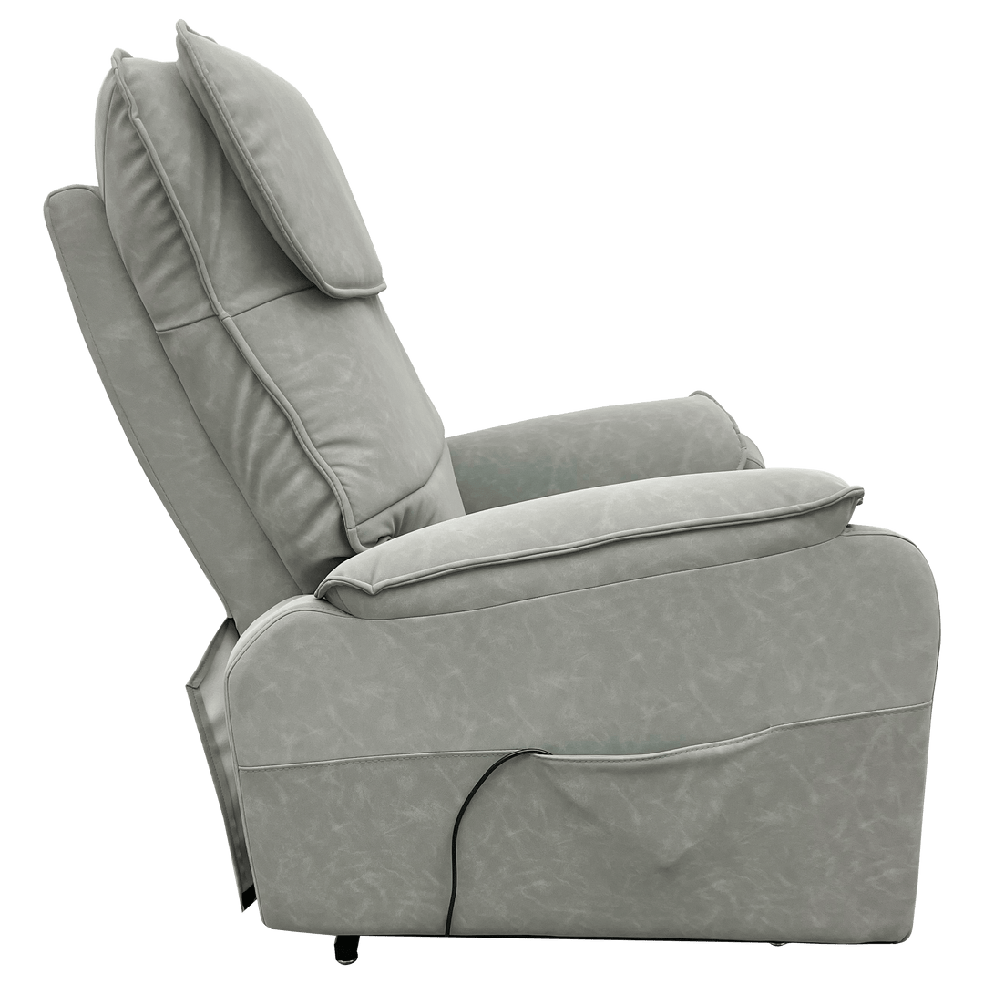 Pinnacle ComfortCare Zen massage lift recliner in plush fabric with padded armrests and built-in massage controls.