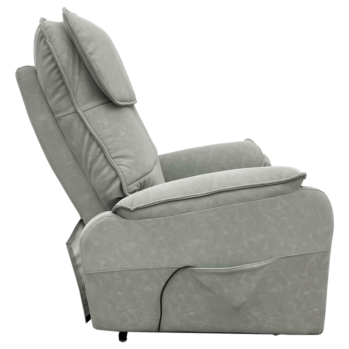 Pinnacle ComfortCare Zen massage lift recliner in plush fabric with padded armrests and built-in massage controls.