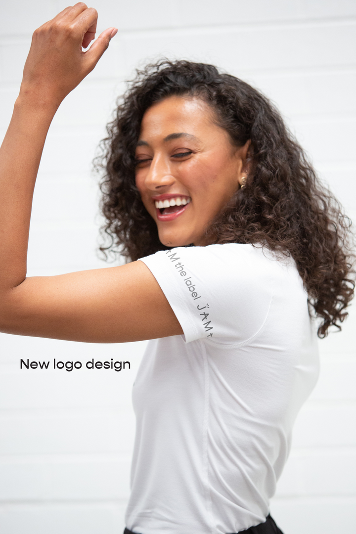 JAM the Label Original Tee, casual clothing shirt in neutral color, featuring a classic crew neck and relaxed fit.