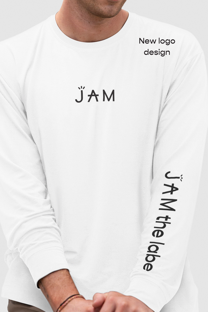 JAM the Label long sleeve crew shirt in a soft fabric, featuring a relaxed fit and stylish design on a mannequin.