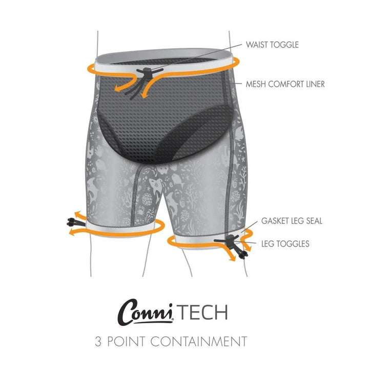 Conni Kids Containment Swim Short in blue, featuring a comfortable fit and secure design for active swimming.