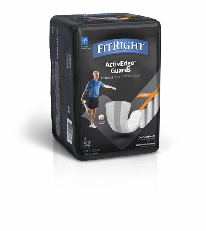 Medline FitRight Active male continence guard, discreet and absorbent in a neutral color, designed for active men.