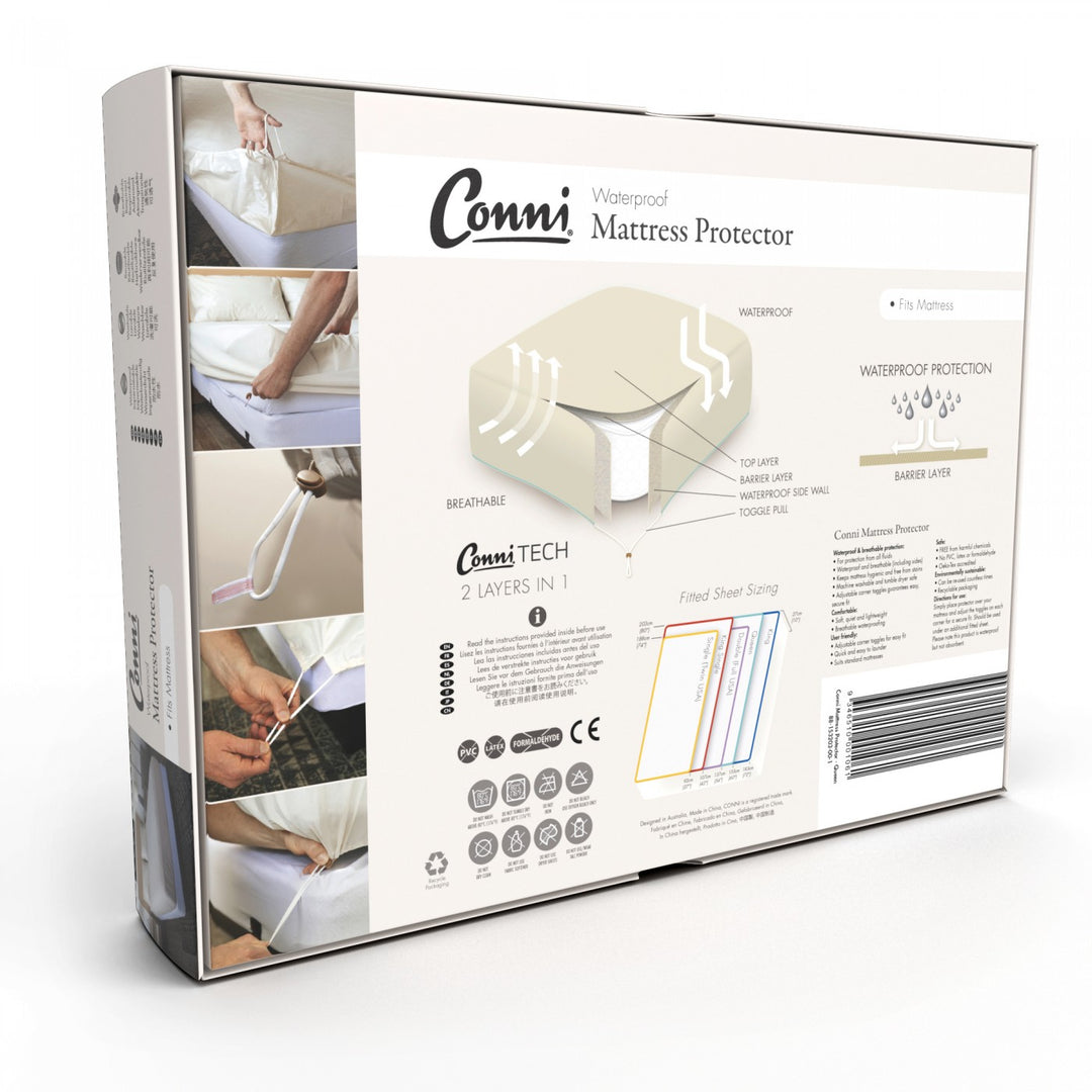 Conni Manchester mattress protector showing a soft, fitted fabric cover designed to protect and extend the life of a mattress.