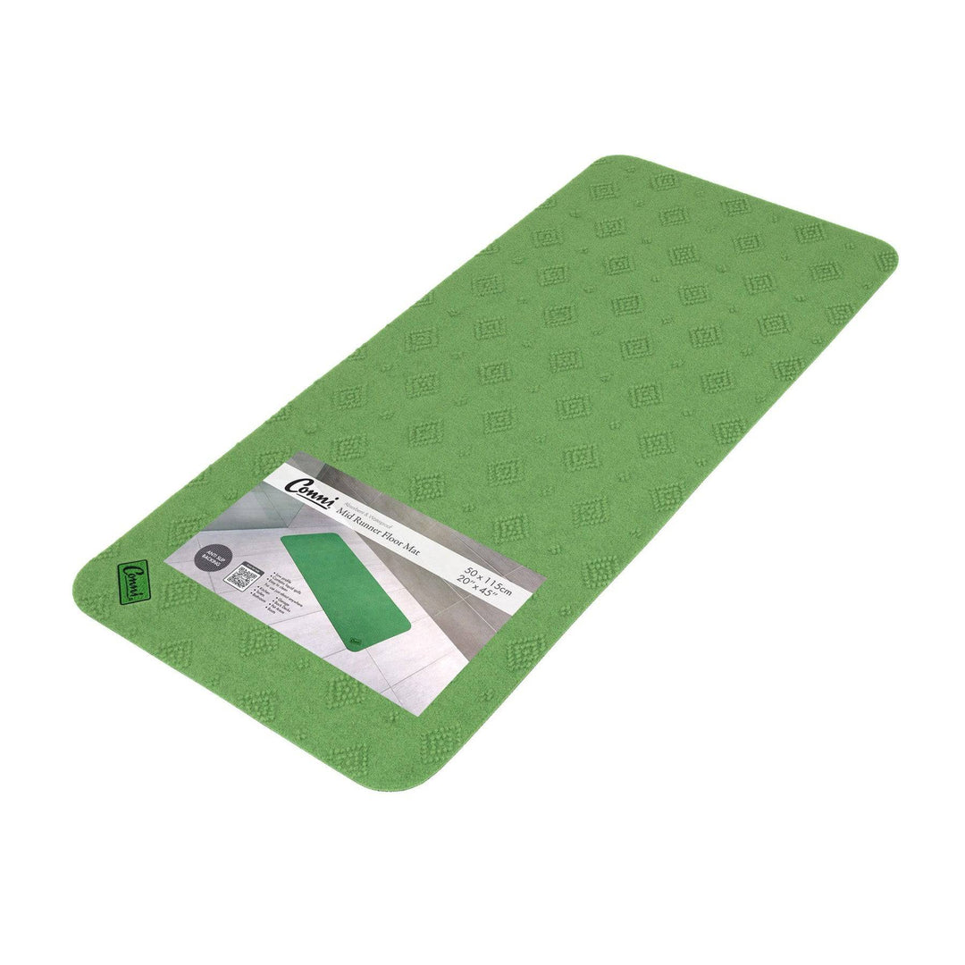 Green Conni anti-slip absorbent floor mat in a mid runner Manchester style, designed for safety and comfort.