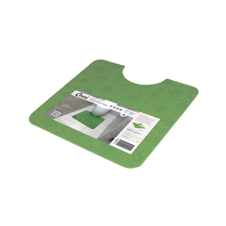 Green Conni Manchester toilet floor mat with textured surface and non-slip backing, designed for bathroom comfort and safety.
