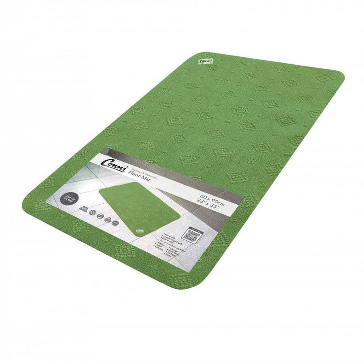 Green Conni anti-slip absorbent floor mat with classic design, suitable for bathroom or kitchen use.