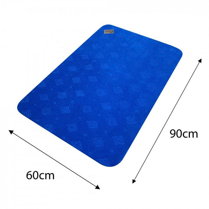Royal blue Conni anti-slip absorbent floor mat with a classic design, non-slip surface and soft texture for safety and comfort.