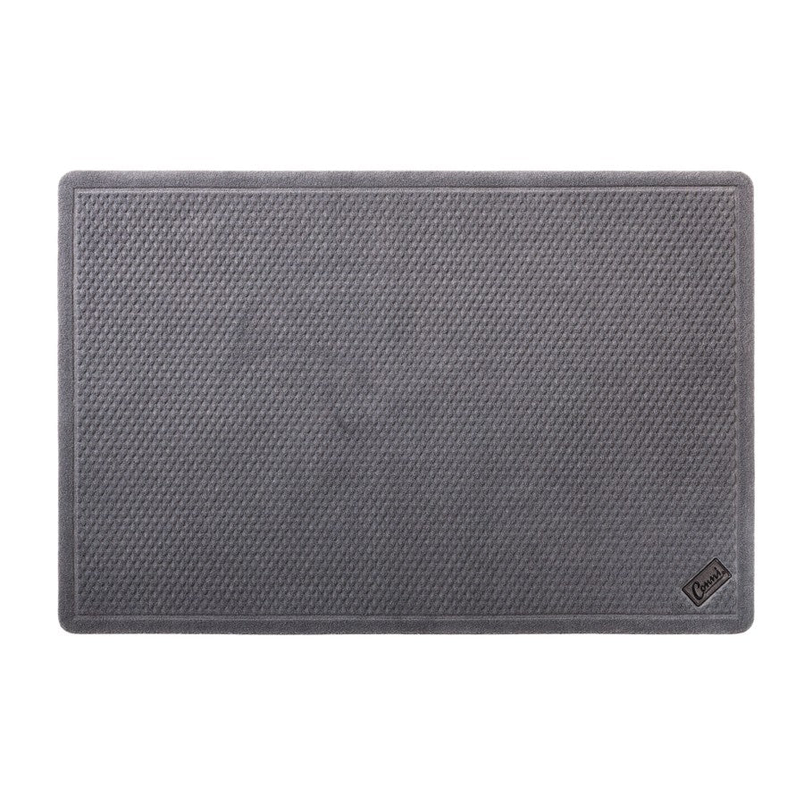 Conni grey waffle anti-slip and absorbent floor mat made of Manchester fabric, ideal for bathroom or kitchen use.