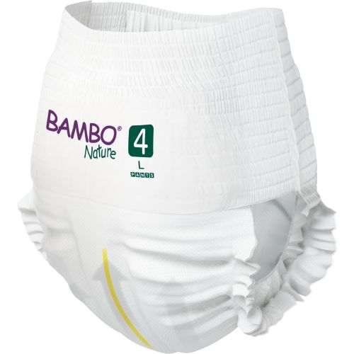 Abena Bambo Nature Nappy Pants Size 4 for children 7-14kg, continence product with soft, breathable material and secure fit.
