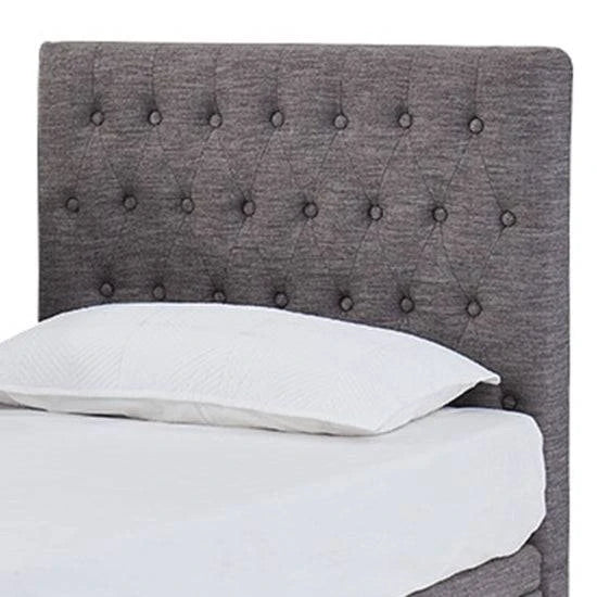 ASPIRE ComfiMotion Chesterfield headboard in Portobello Grey for King size bed, featuring elegant tufted design.