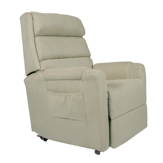 ASPIRE Signature 2 Lift Recline Chair in Lagoon, large size, showcasing dual action reclining feature and plush upholstery.