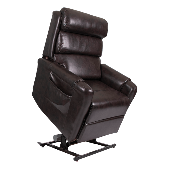 ASPIRE Signature 2 lift recline chair in small size, space saver design with heritage vinyl upholstery.