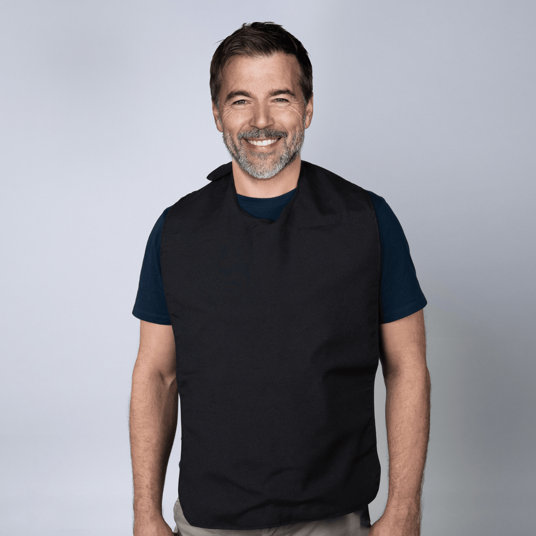 Black Staydry Clothing Protector from Stay Dry Products, an absorbent waterproof adaptive clothing accessory for protection.