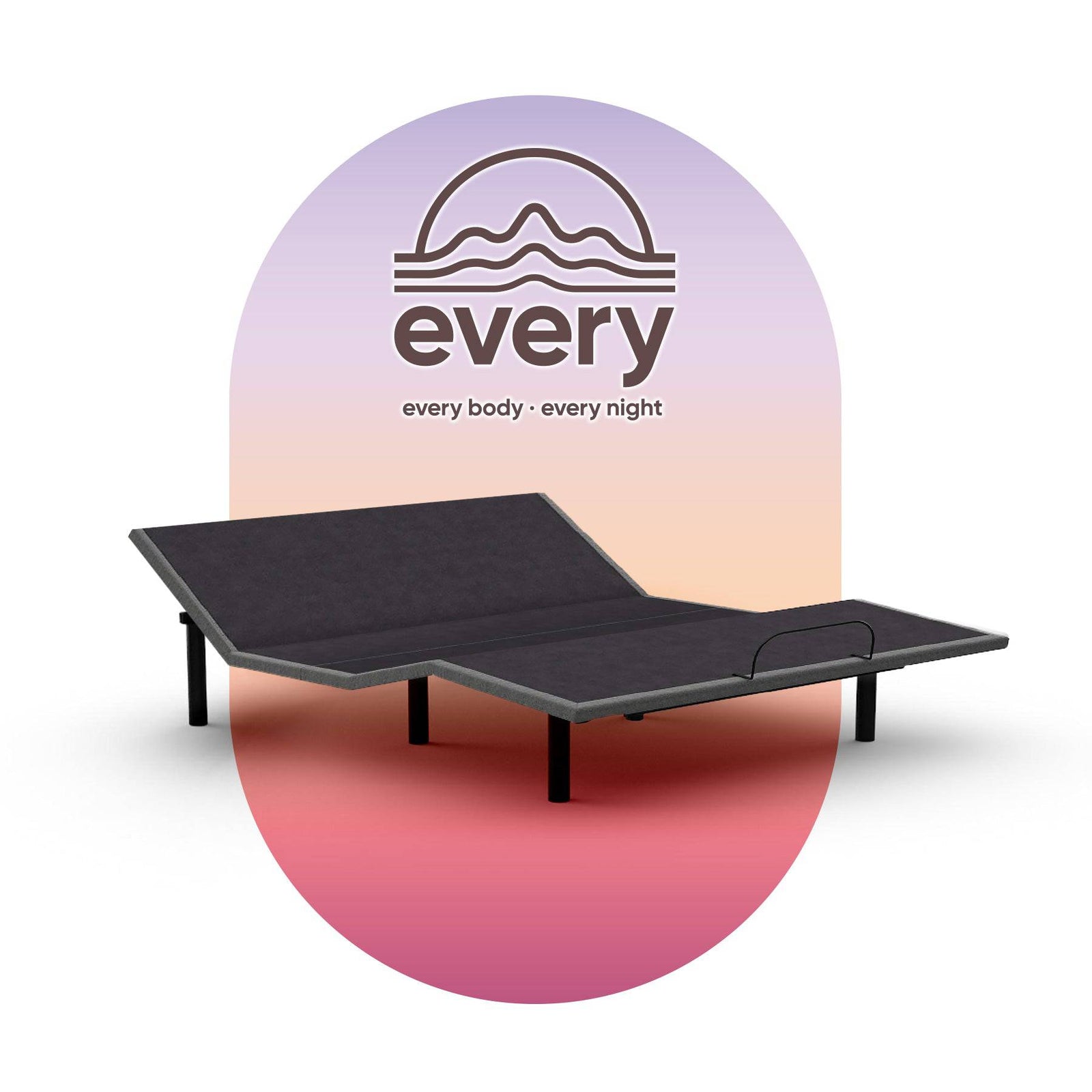 EverySleep adjustable base showcasing a sleek design with flexible positioning for enhanced comfort and support.