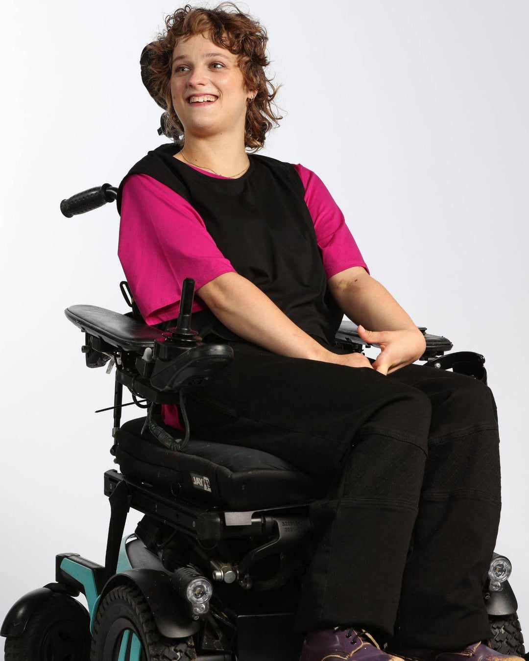 Grey Annie Seated Jeans by Christina Stephens for female wheelchair users, featuring 2 & 3 access points.