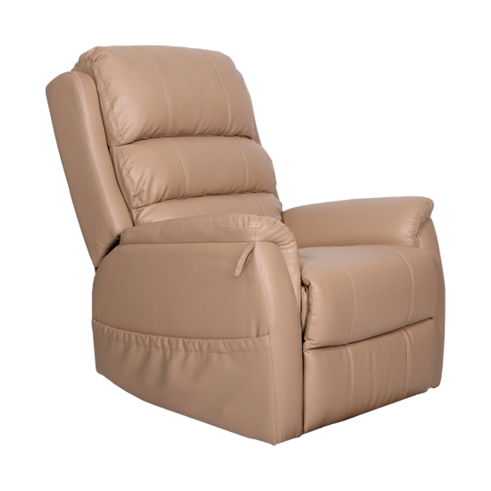 Aspire OREGON lift recline chair in latte vinyl, featuring a comfortable design and adjustable reclining function.