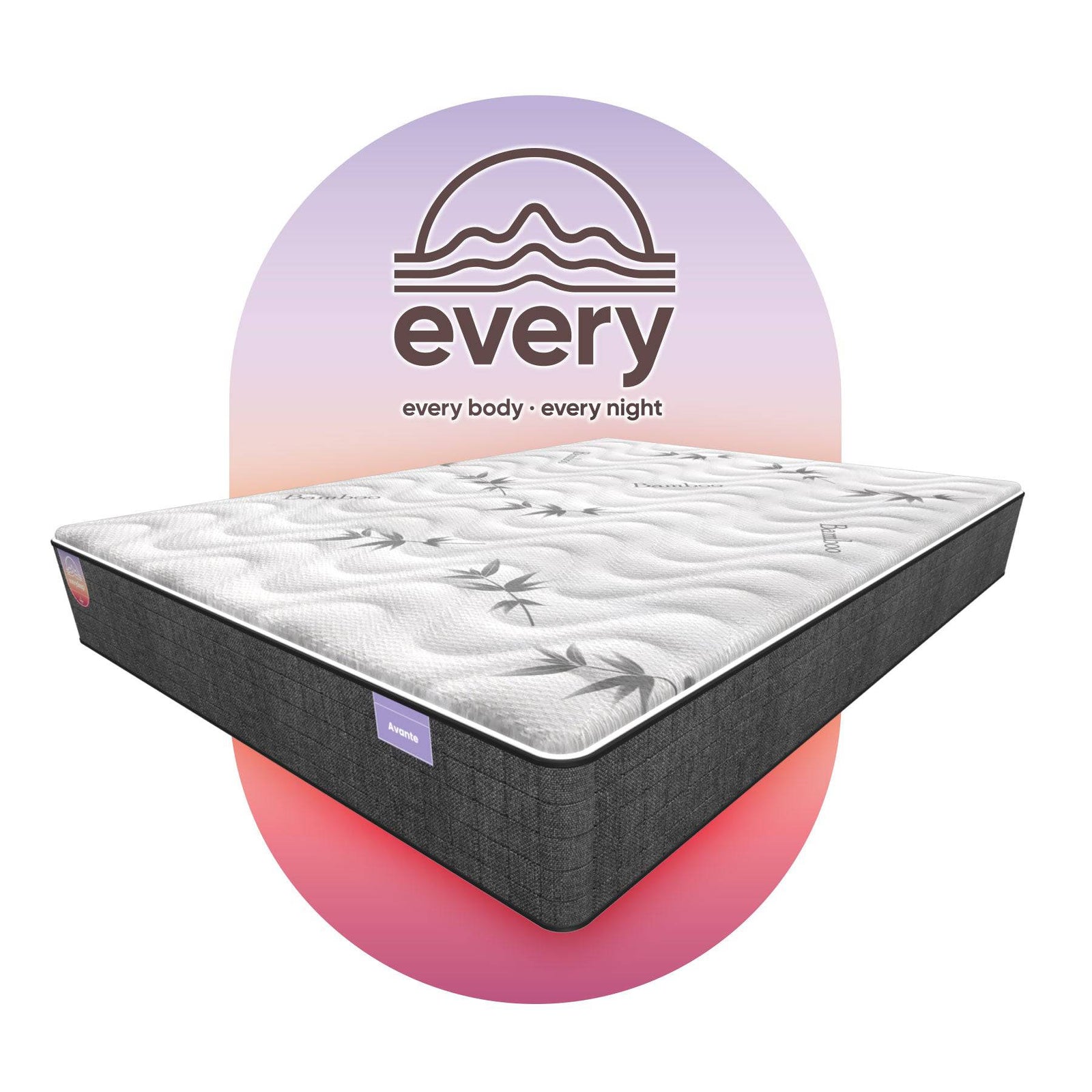 Incare Supports Everysleep Avante mattress with plush fabric cover and supportive foam layers, designed for comfortable sleep.