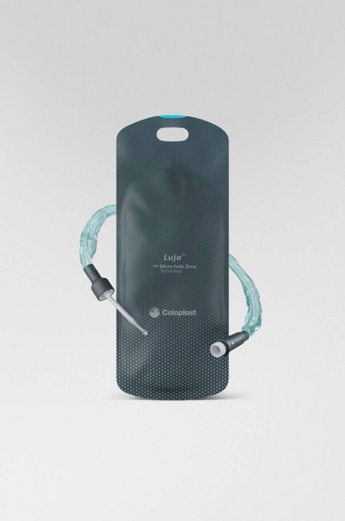 Coloplast Luja Male Double Loop in a neutral setting, showcasing its ergonomic design and flexible material.