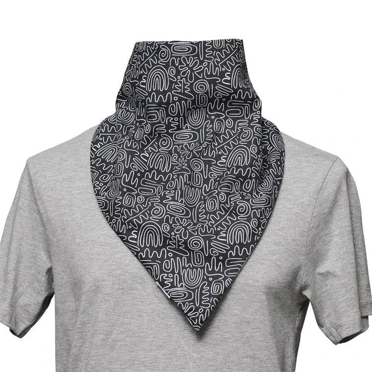 Black Brolly Bandana waterproof and absorbent adaptive clothing accessory for adults, designed by Brolly Sheets.