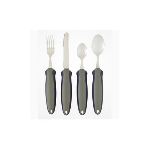 Black Newstead Standard Cutlery Set from Instacare Shop, includes forks, knives, and spoons arranged on a white background.