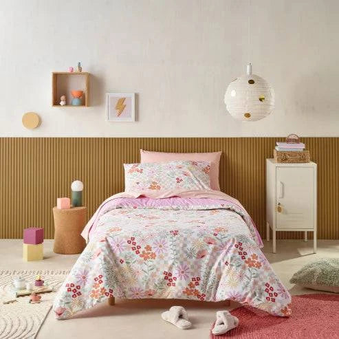 Water-resistant quilt cover set with floral blooms pattern from Stay Dry Products, designed for easy everyday use.