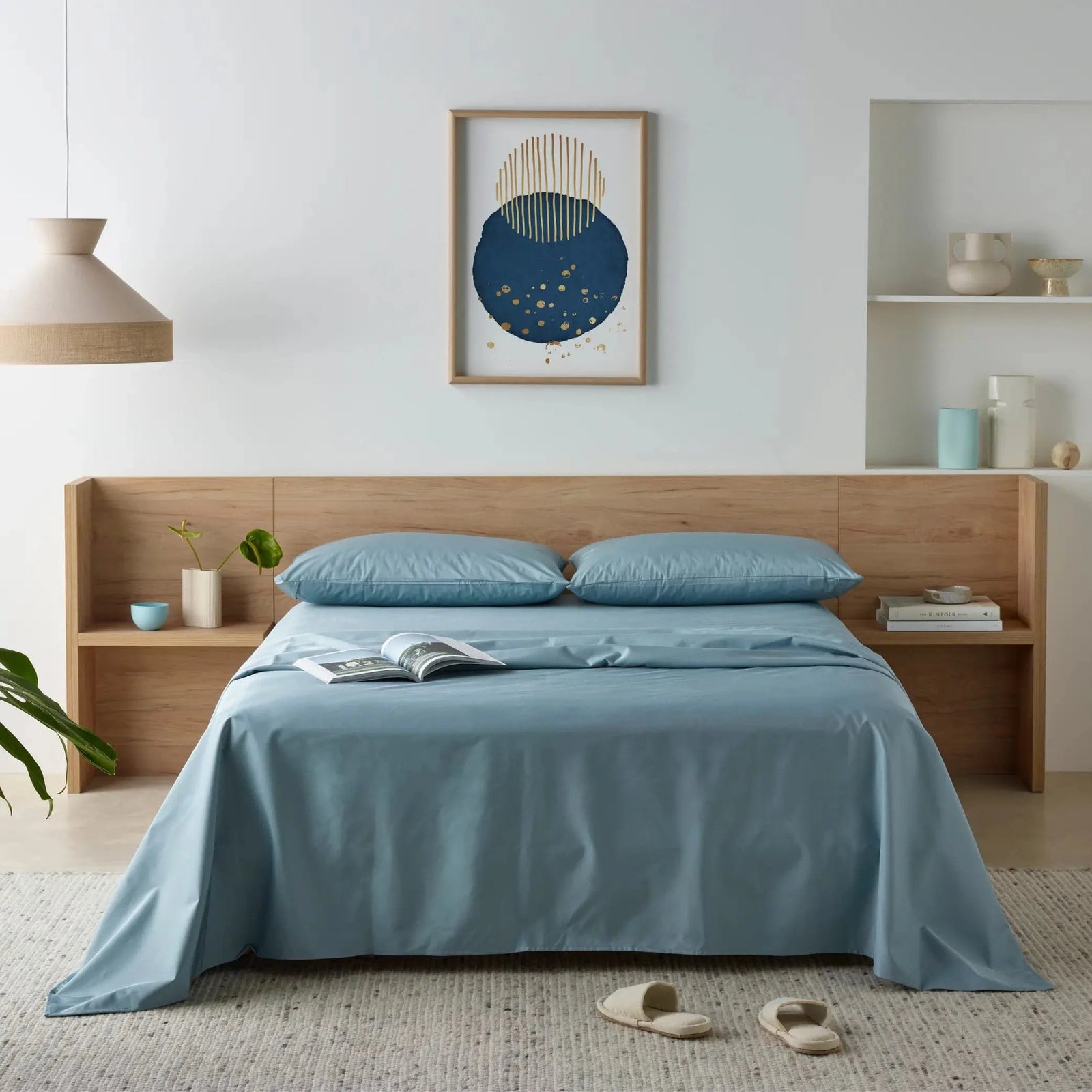 Blue waterproof bamboo fitted sheet from Staydry in the Olive Incontinence Bundle, showcasing soft, breathable material.