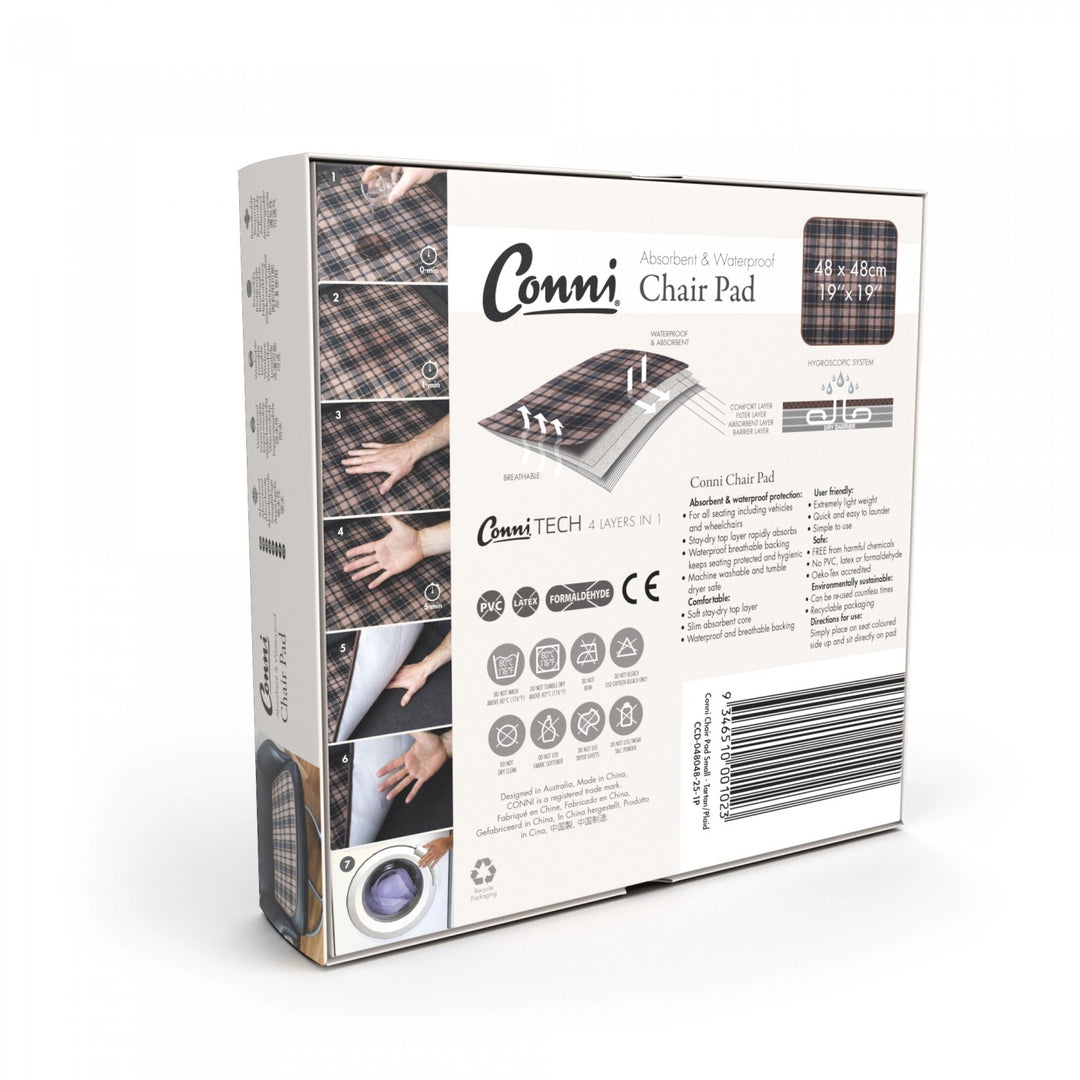 Conni small chair pad in tartan pattern, featuring a comfortable design for added seating support and style.